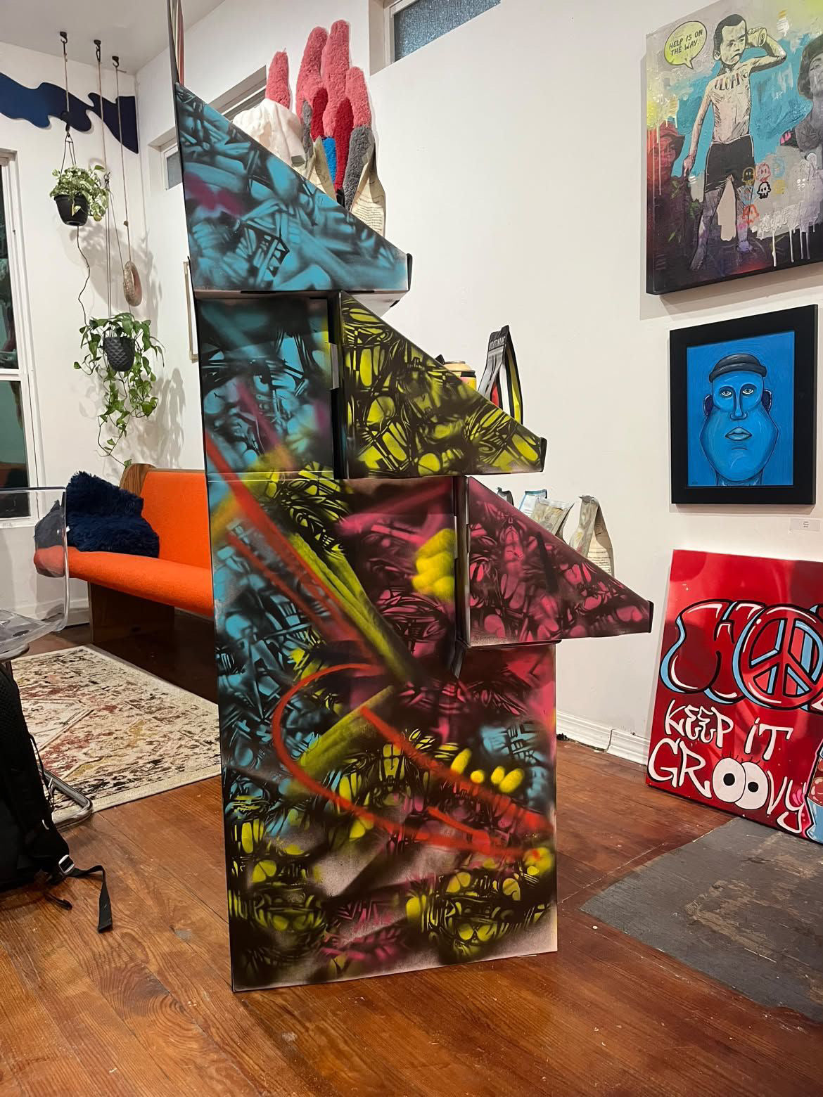 Painted coffee display at Something Cool Studios