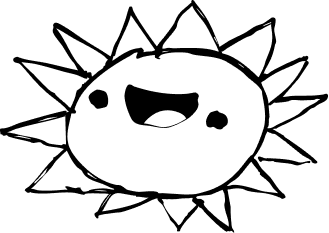 A drawing of a happy sun