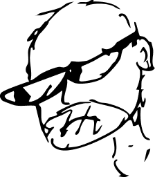 Sketch of a person wearing glasses