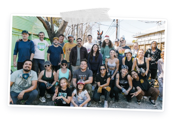 A group photo of street artists