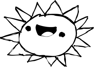 A drawing of a happy sun